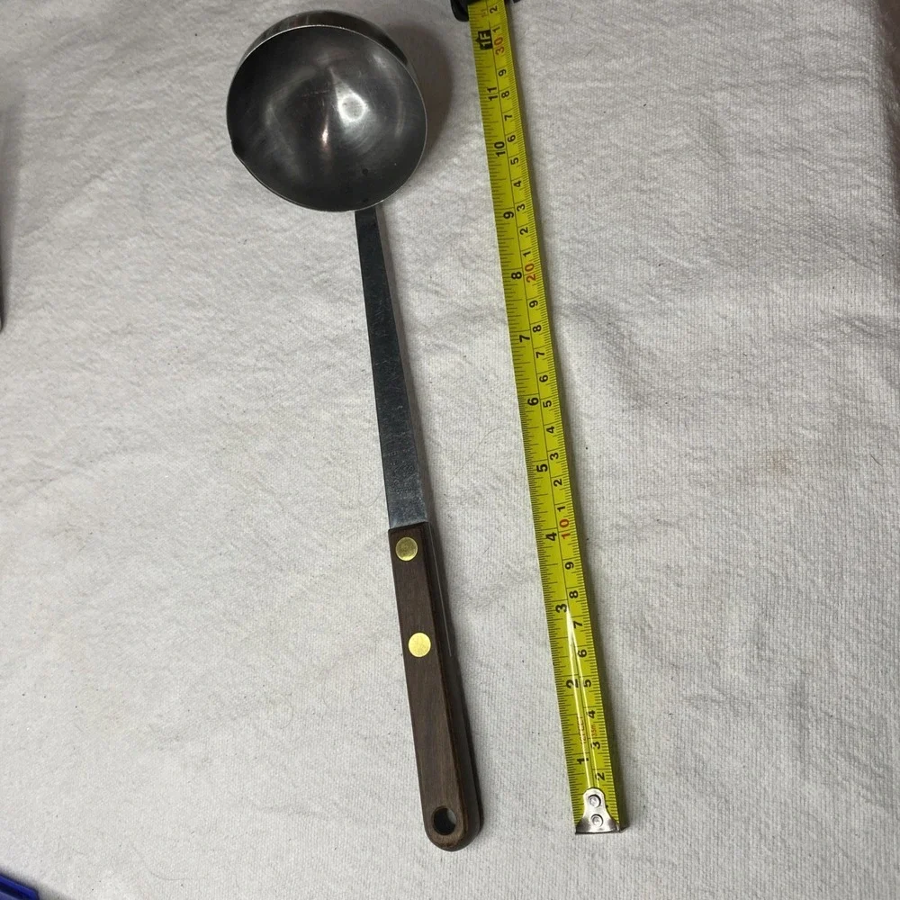 Lot Of Vintage Utica Slotted Spoon, Ladle And Spatula Wooden Handles Please Read